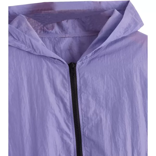 SweatyRocks Women's Casual Color Block Drawstring Hooded Windbreaker Jacket
