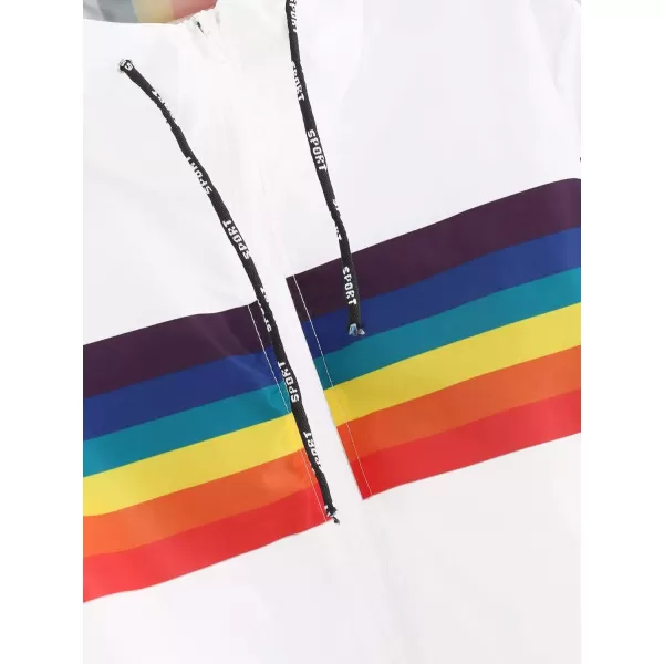 SweatyRocks Women's Casual Color Block Drawstring Hooded Windbreaker Jacket