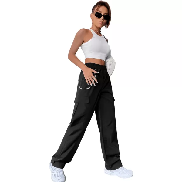 SweatyRocks Women's Casual Drawstring Waist Jogger Workout Cargo Pants with Pockets