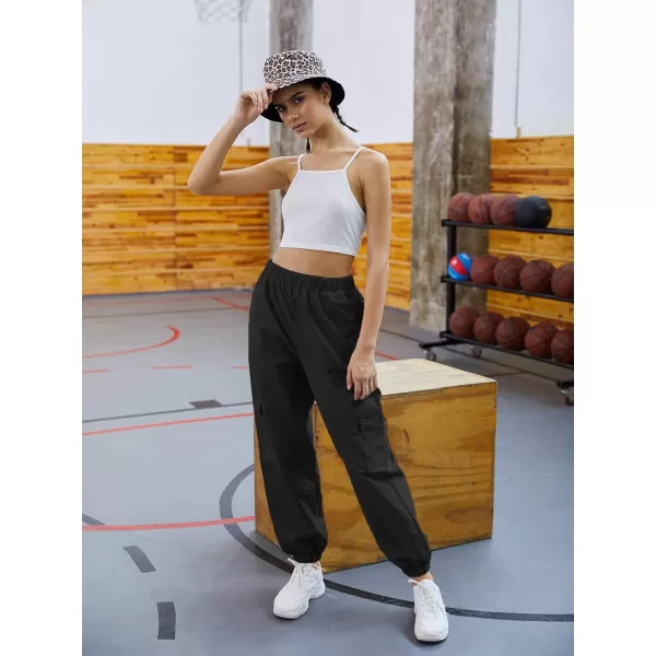 SweatyRocks Women's Casual Drawstring Waist Jogger Workout Cargo Pants with Pockets