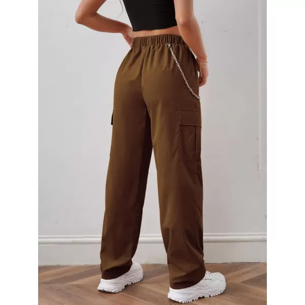 SweatyRocks Women's Casual Drawstring Waist Jogger Workout Cargo Pants with Pockets