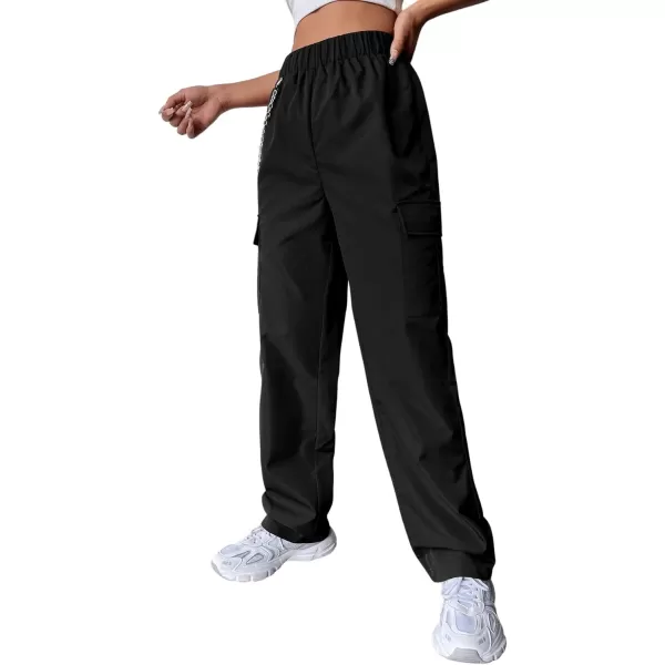 SweatyRocks Women's Casual Drawstring Waist Jogger Workout Cargo Pants with Pockets