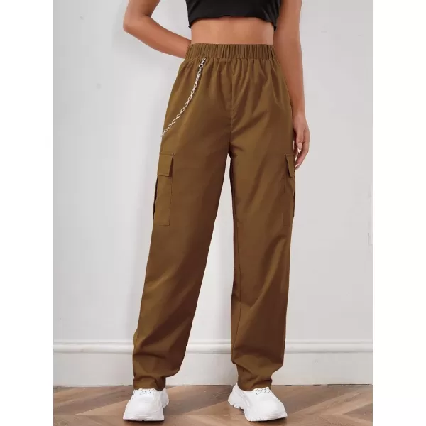 SweatyRocks Women's Casual Drawstring Waist Jogger Workout Cargo Pants with Pockets