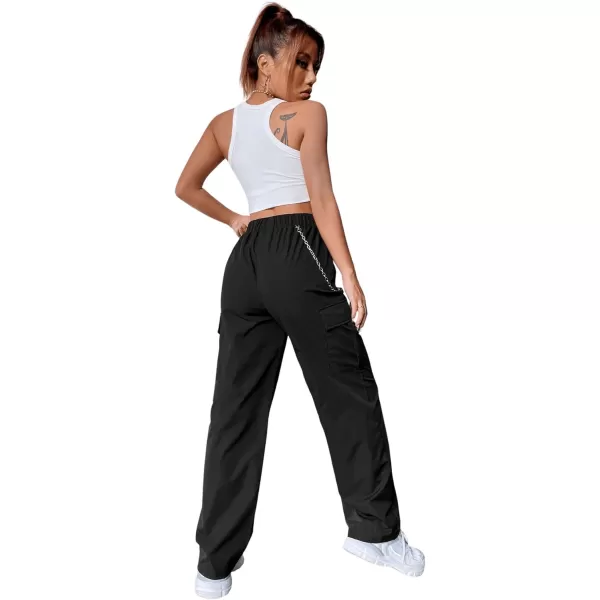 SweatyRocks Women's Casual Drawstring Waist Jogger Workout Cargo Pants with Pockets
