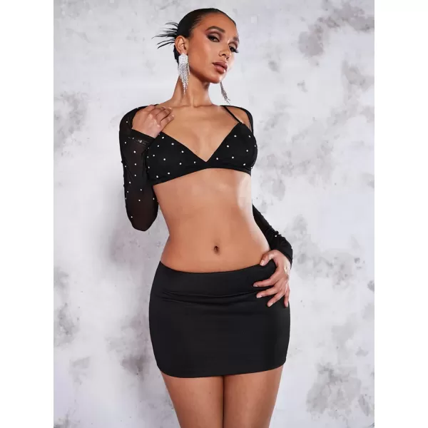 SweatyRocks Women's Casual Elastic Waist Solid Skort Bodycon Mini Skirt with Shorts Streetwear