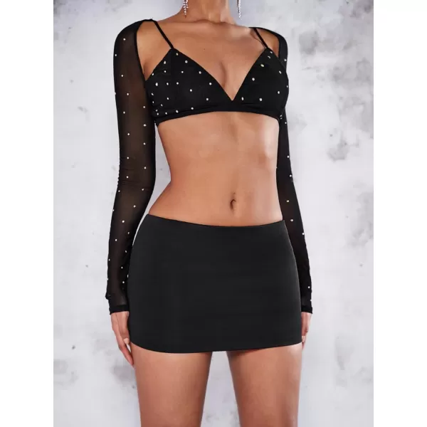 SweatyRocks Women's Casual Elastic Waist Solid Skort Bodycon Mini Skirt with Shorts Streetwear