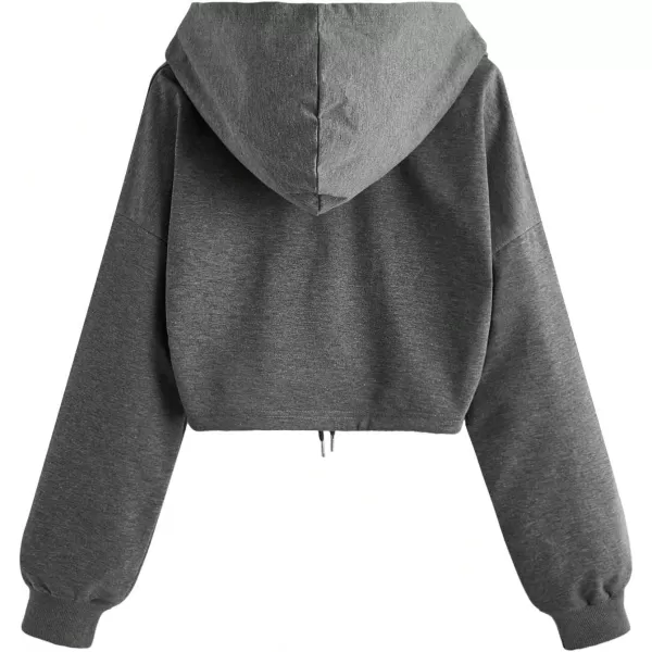 SweatyRocks Women's Casual Full Zip Crop Top Hoodie Sweatshirt Jacket
