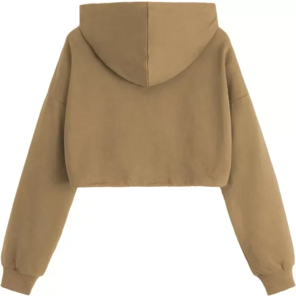SweatyRocks Women's Casual Full Zip Crop Top Hoodie Sweatshirt Jacket