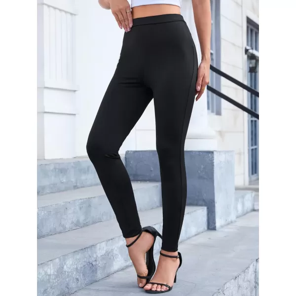 SweatyRocks Women's Casual High Elastic Waist Leggings Rhinestone Side Skinny Pants Tights