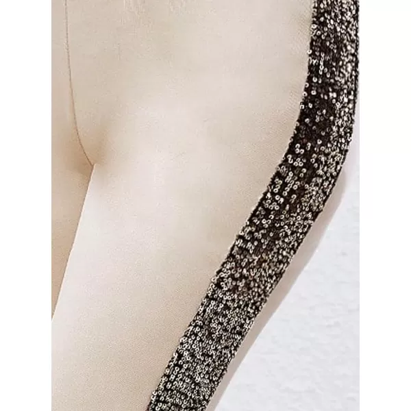 SweatyRocks Women's Casual High Elastic Waist Leggings Rhinestone Side Skinny Pants Tights
