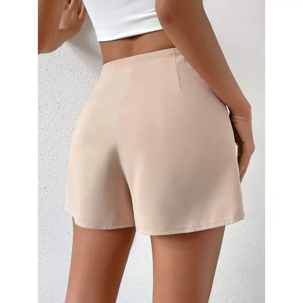 SweatyRocks Women's Casual High Waist Button Front Wrap Shorts Solid Ruched Skort Skirt