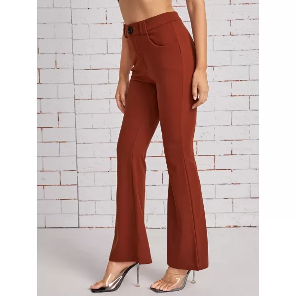 SweatyRocks Women's Casual High Waist Flare Leg Bell Bottom Pants Work Office Trousers
