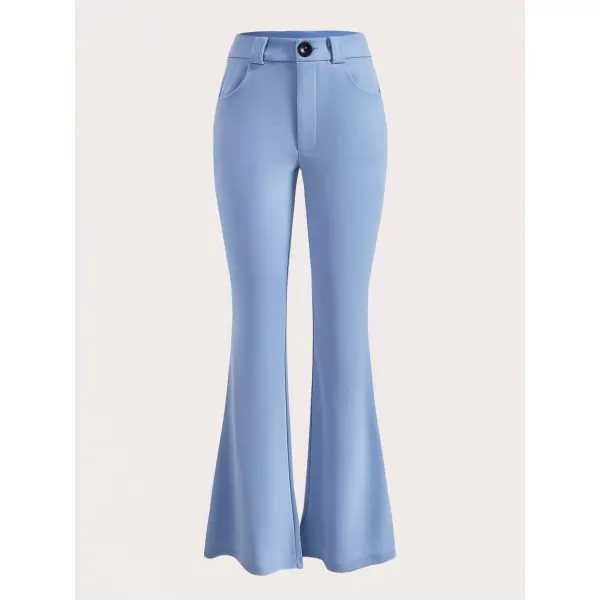 SweatyRocks Women's Casual High Waist Flare Leg Bell Bottom Pants Work Office Trousers