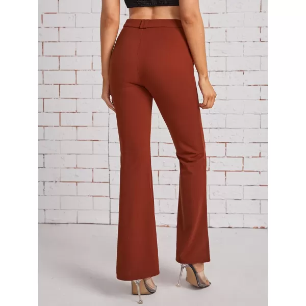 SweatyRocks Women's Casual High Waist Flare Leg Bell Bottom Pants Work Office Trousers