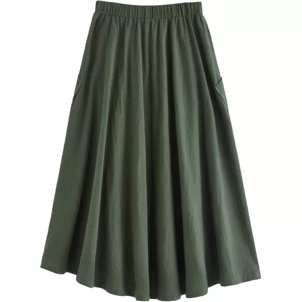 SweatyRocks Women's Casual High Waist Pleated A-Line Midi Skirt with Pocket