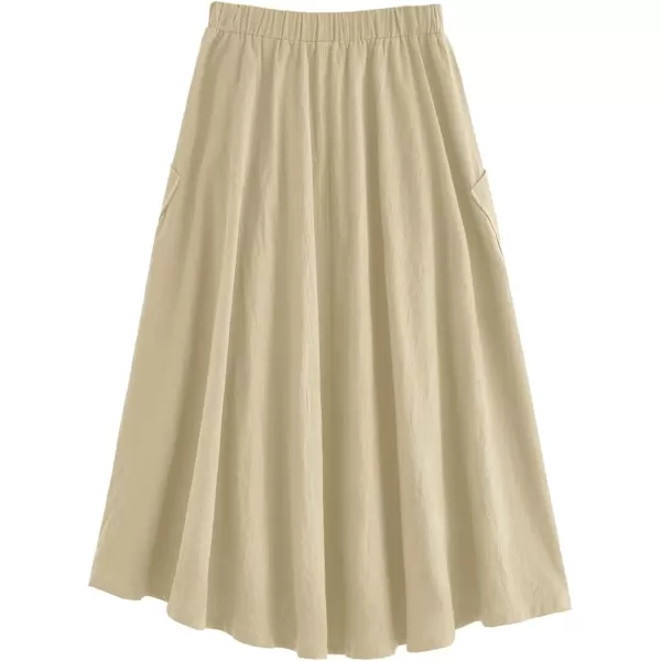 SweatyRocks Women's Casual High Waist Pleated A-Line Midi Skirt with Pocket