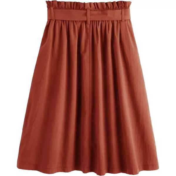 SweatyRocks Women's Casual High Waist Pleated A-Line Midi Skirt with Pocket