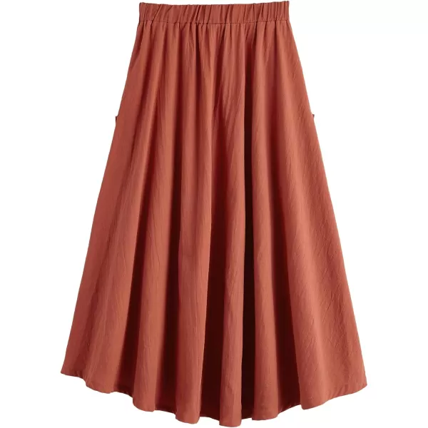 SweatyRocks Women's Casual High Waist Pleated A-Line Midi Skirt with Pocket