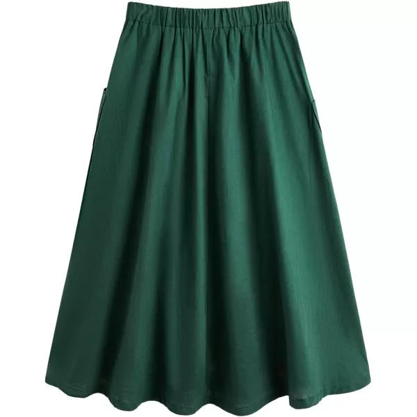 SweatyRocks Women's Casual High Waist Pleated A-Line Midi Skirt with Pocket