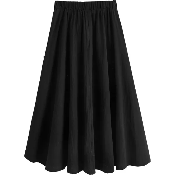 SweatyRocks Women's Casual High Waist Pleated A-Line Midi Skirt with Pocket