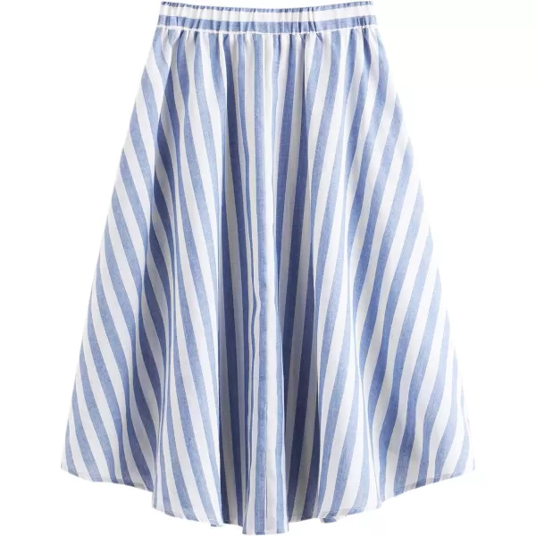 SweatyRocks Women's Casual High Waist Pleated A-Line Midi Skirt with Pocket