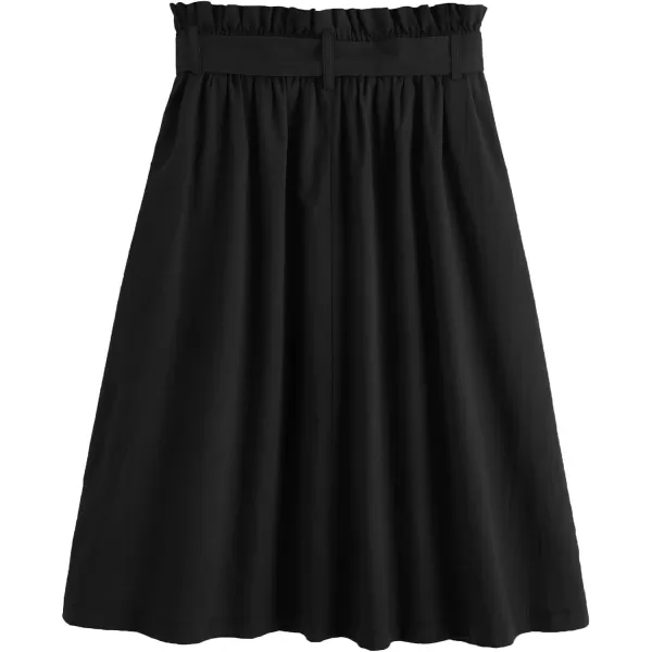 SweatyRocks Women's Casual High Waist Pleated A-Line Midi Skirt with Pocket