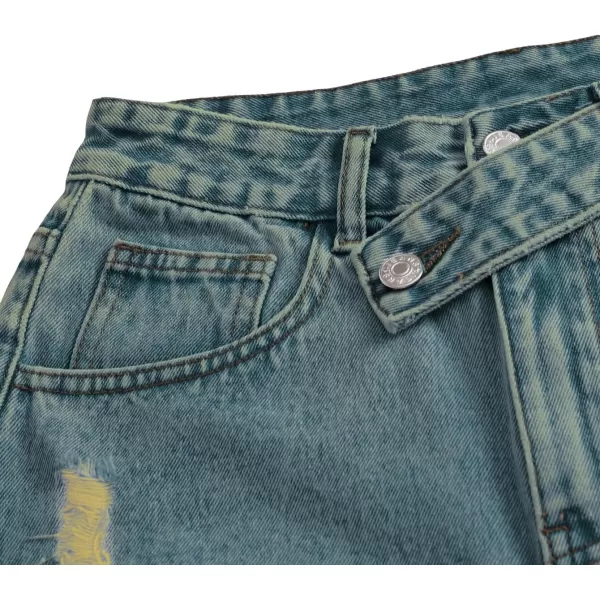 SweatyRocks Women's Casual High Waist Raw Hem Ripped Denim Jean Shorts with Pocket