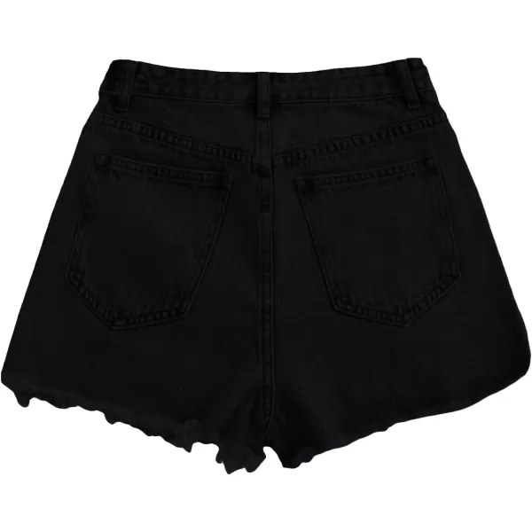 SweatyRocks Women's Casual High Waist Raw Hem Ripped Denim Jean Shorts with Pocket