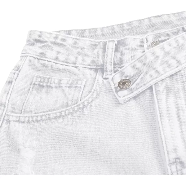 SweatyRocks Women's Casual High Waist Raw Hem Ripped Denim Jean Shorts with Pocket