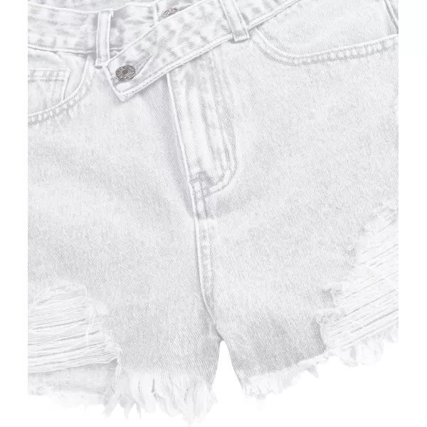 SweatyRocks Women's Casual High Waist Raw Hem Ripped Denim Jean Shorts with Pocket