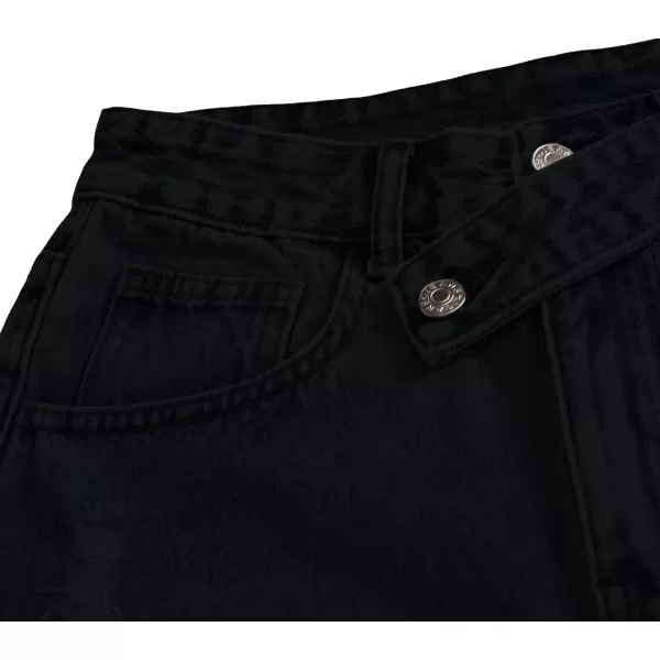 SweatyRocks Women's Casual High Waist Raw Hem Ripped Denim Jean Shorts with Pocket