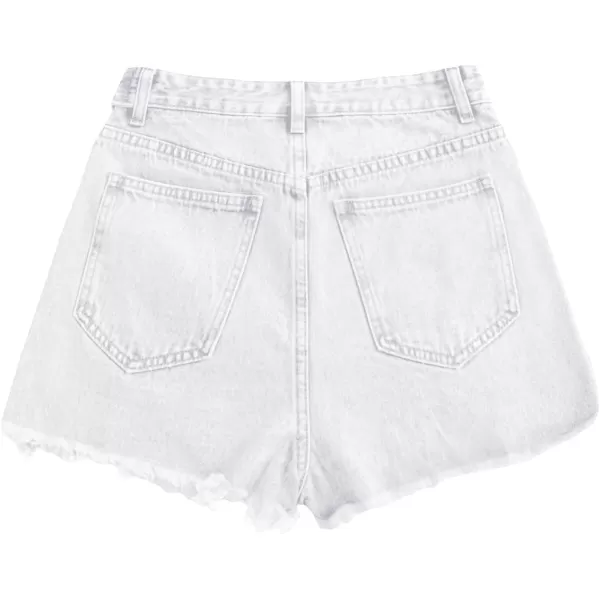 SweatyRocks Women's Casual High Waist Raw Hem Ripped Denim Jean Shorts with Pocket