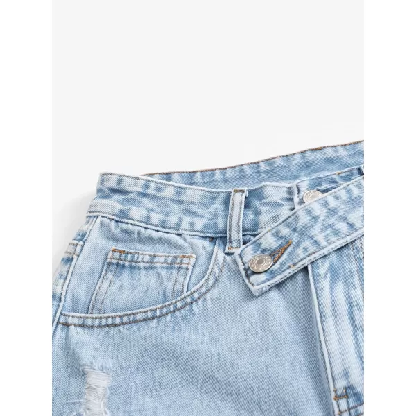 SweatyRocks Women's Casual High Waist Raw Hem Ripped Denim Jean Shorts with Pocket