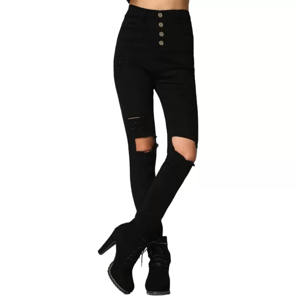 SweatyRocks Women's Casual High Waist Ripped Skinny Jeans Distressed Denim Pants