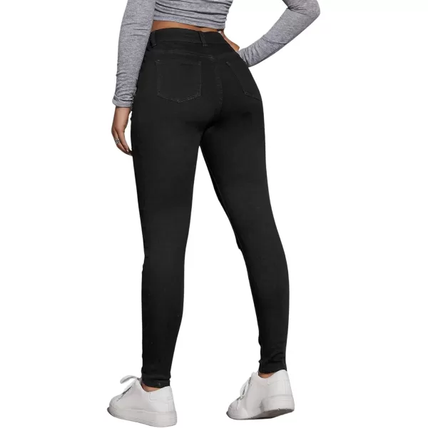 SweatyRocks Women's Casual High Waist Ripped Skinny Jeans Distressed Denim Pants
