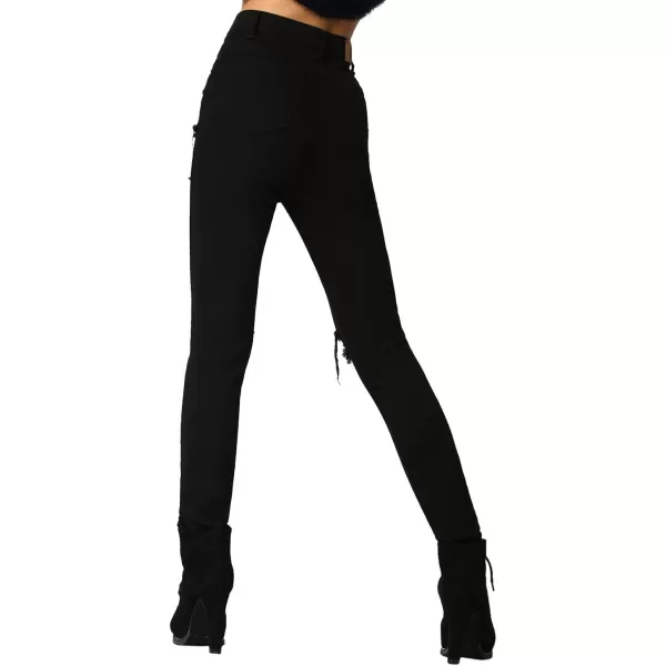 SweatyRocks Women's Casual High Waist Ripped Skinny Jeans Distressed Denim Pants