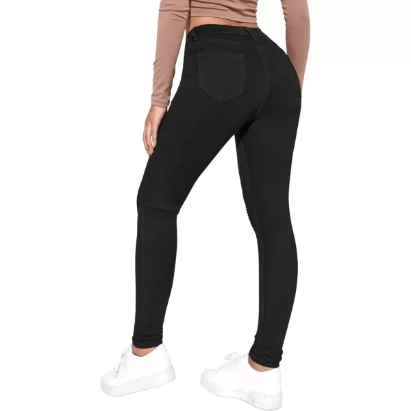 SweatyRocks Women's Casual High Waist Ripped Skinny Jeans Distressed Denim Pants