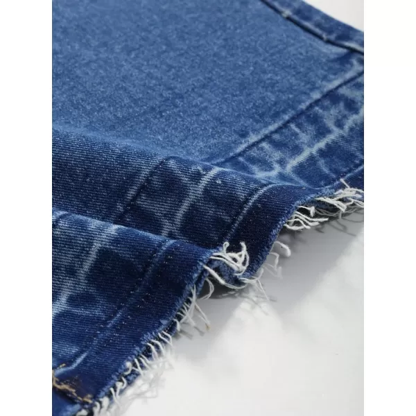 SweatyRocks Women's Casual High Waist Straight Leg Jean Shorts Raw Hem Denim Bermuda Shorts