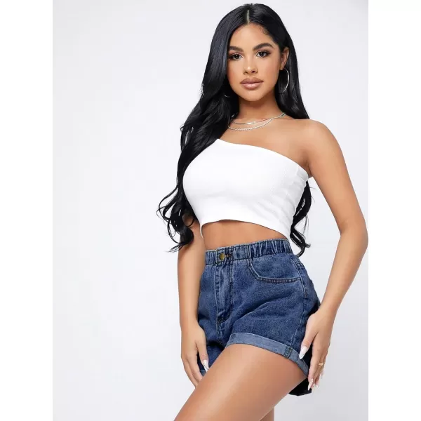SweatyRocks Women's Casual High Waisted Wide Leg Denim Shorts Cuffed Hem Zipper Denim Jeans Shorts