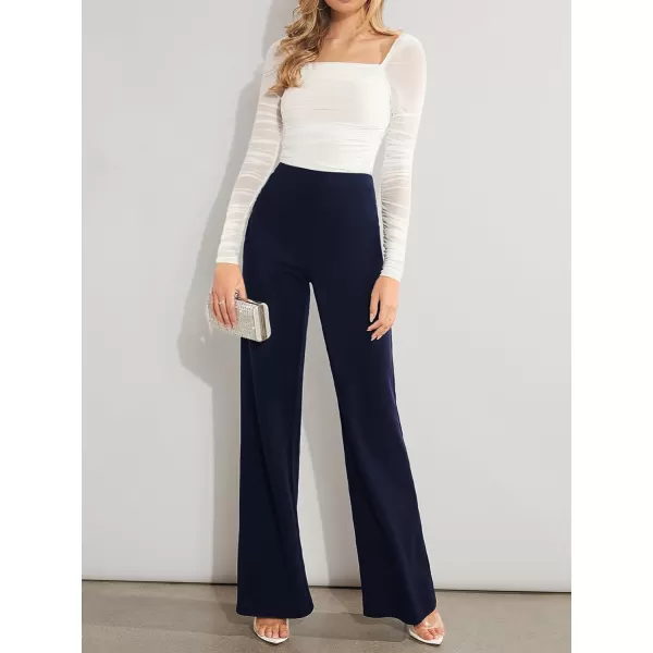SweatyRocks Women's Casual High Waisted Wide Leg Long Pant Trouser Business Work Pants