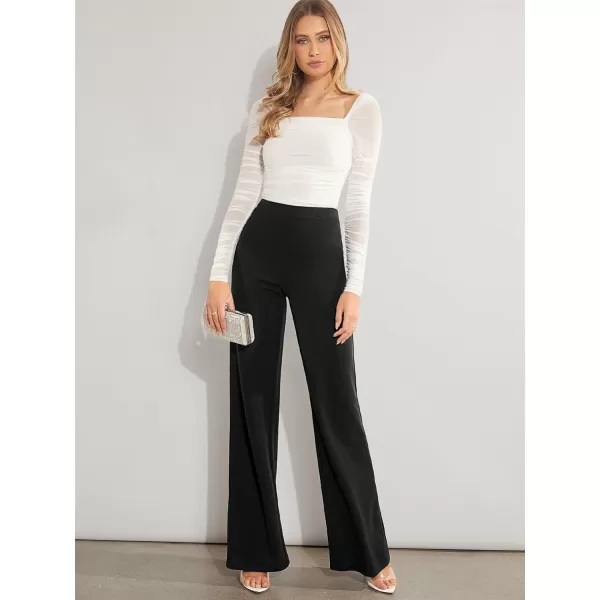 SweatyRocks Women's Casual High Waisted Wide Leg Long Pant Trouser Business Work Pants