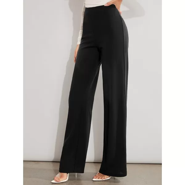 SweatyRocks Women's Casual High Waisted Wide Leg Long Pant Trouser Business Work Pants