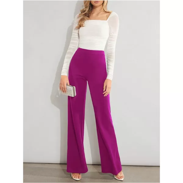 SweatyRocks Women's Casual High Waisted Wide Leg Long Pant Trouser Business Work Pants