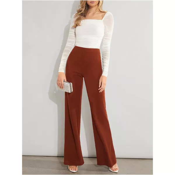 SweatyRocks Women's Casual High Waisted Wide Leg Long Pant Trouser Business Work Pants