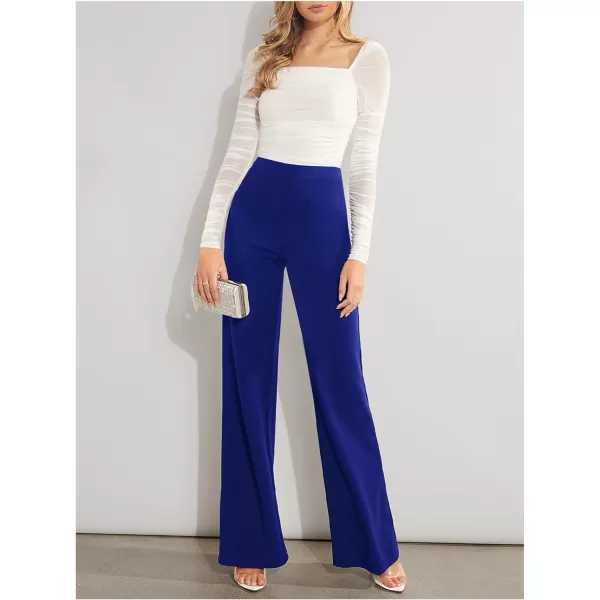 SweatyRocks Women's Casual High Waisted Wide Leg Long Pant Trouser Business Work Pants