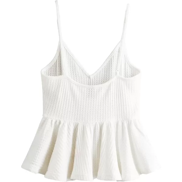 SweatyRocks Women's Casual Knit Top Sleeveless Ruffle Hem V Neck Peplum Crop Tank Top