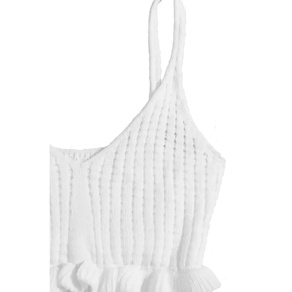 SweatyRocks Women's Casual Knit Top Sleeveless Ruffle Hem V Neck Peplum Crop Tank Top
