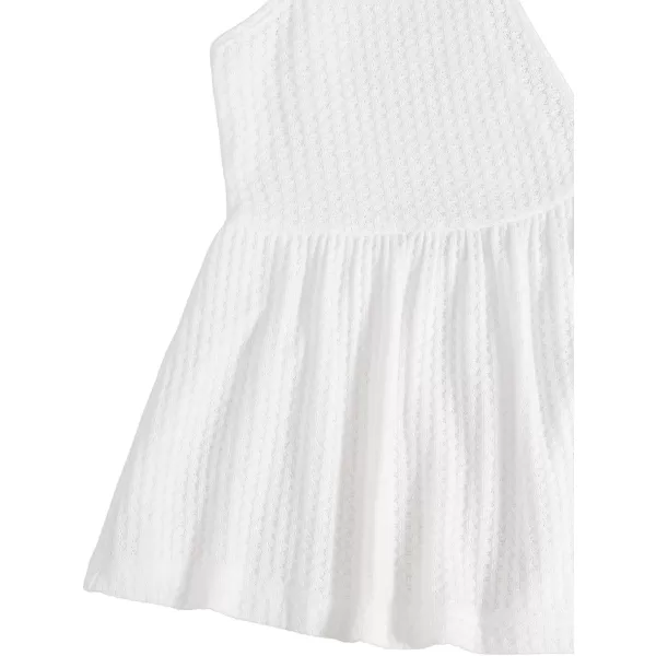 SweatyRocks Women's Casual Knit Top Sleeveless Ruffle Hem V Neck Peplum Crop Tank Top
