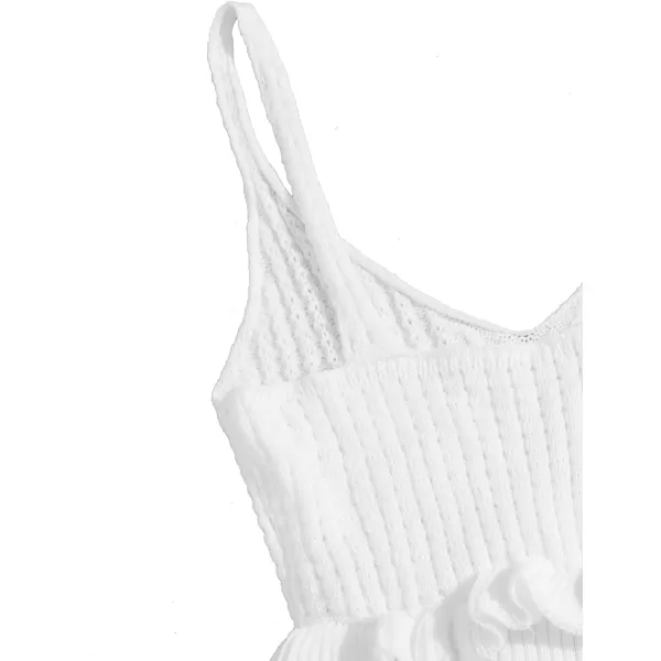 SweatyRocks Women's Casual Knit Top Sleeveless Ruffle Hem V Neck Peplum Crop Tank Top