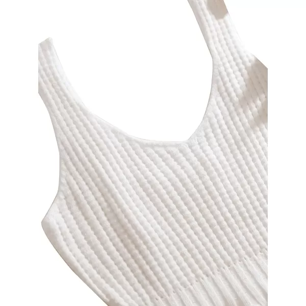 SweatyRocks Women's Casual Knit Top Sleeveless Ruffle Hem V Neck Peplum Crop Tank Top